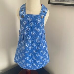 JoJo Maman Bebe Blue Floral Vestbak Style Overall Dress (or Skirtall)